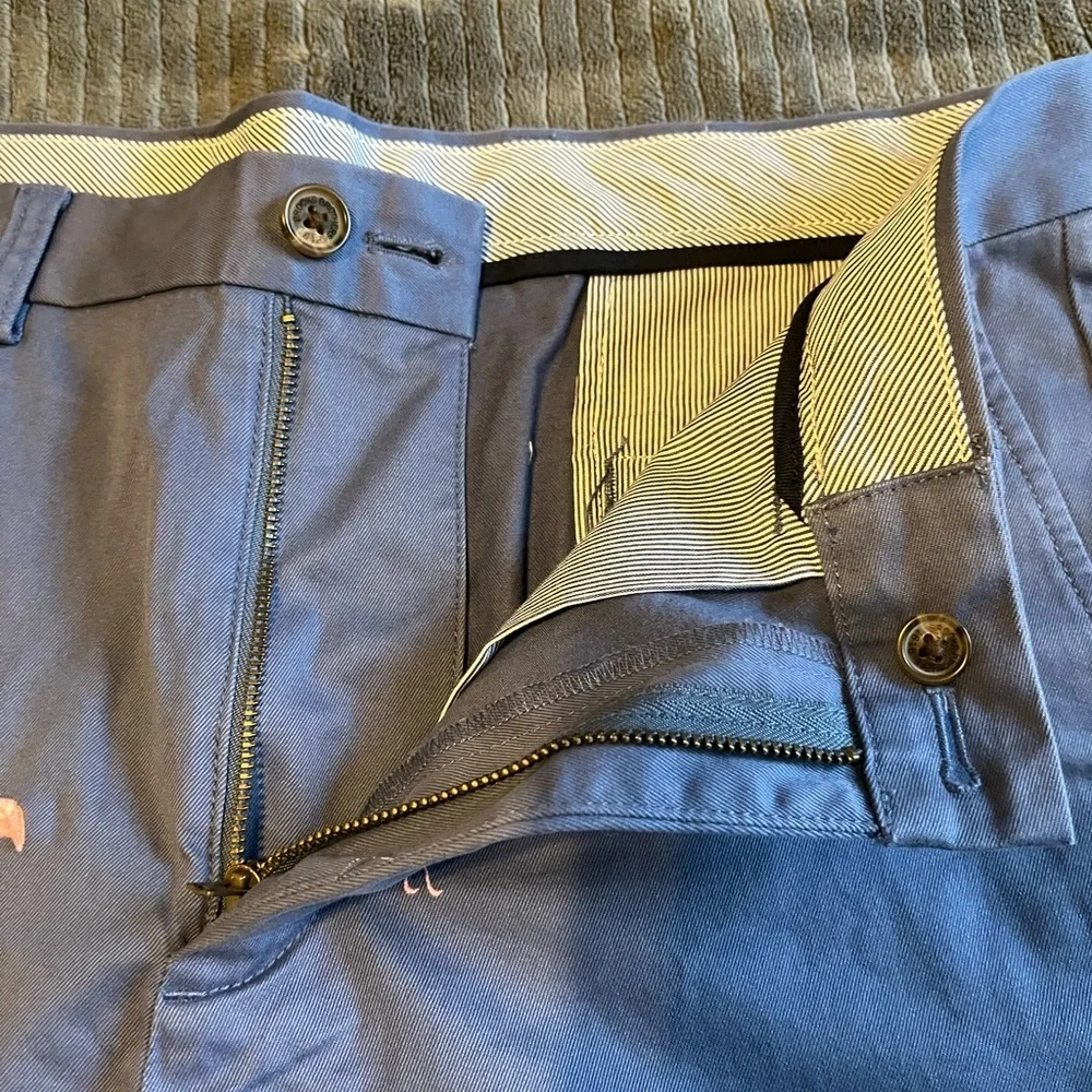 Brooks Brothers Blue Shorts with Embroidered Flamingos